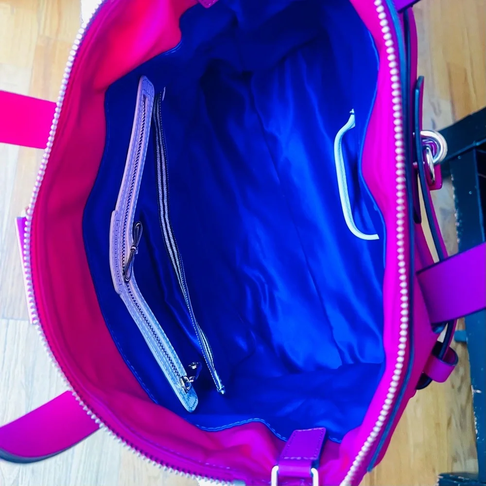 RARE Magenta Pink HENRI BENDEL Large Jetsetter Leather Convertible Backpack Bag - Picture 14 of 16